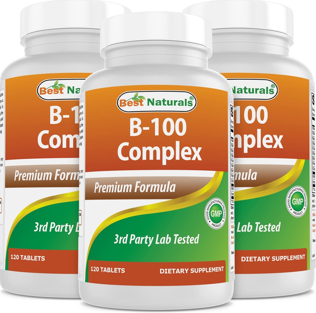 Beste Naturals B 100 Complex 120 tabletter (B Complex vitaminer) (120 greve (pakke på 3))