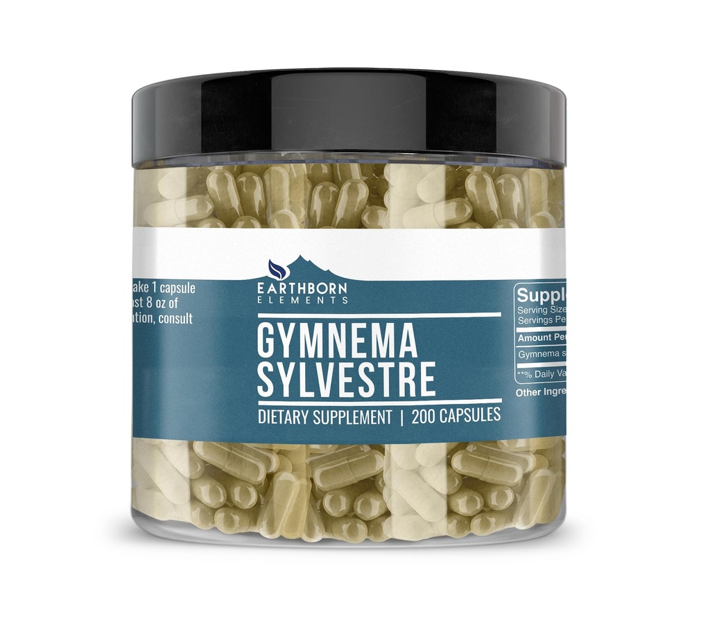 Jordbårne elementer Gymnema Sylvestre 200 kapsler, ren og ufortynnet, ingen tilsetningsmidler