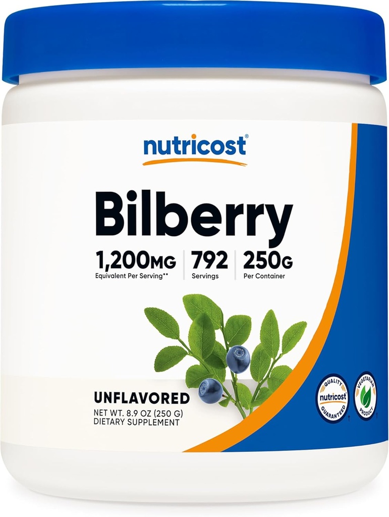 Nutricost Bilbærpulver 250 gram - Glutenfri og ikke-GMO