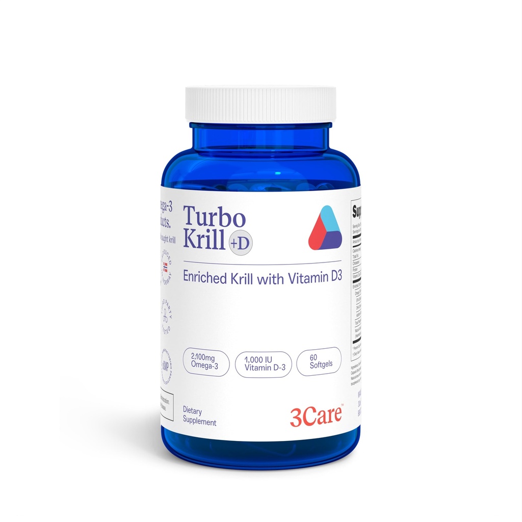 Turbo Krill 2100mg [High Concentrate] Krill Oil Plus 600 IE Vitamin D Omega 3 Supplement 60 greve Softgels