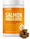 Kjæledyr MD Salmon Omega Bites for hunder - Hud og Coat Supplement med Omega 3 & 6 for hunder Plus DHA & EPA - fremmer allergi og tørr hud relief - 60ct