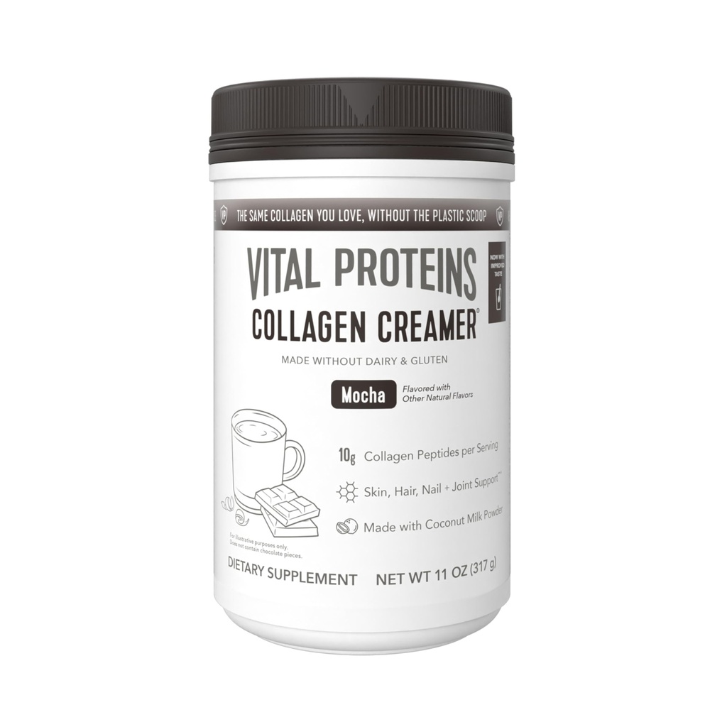 Vitale proteiner collagen peptider pulver - mocha kaffe creamer for hår, hud og negler støtte, 11.2 Oz