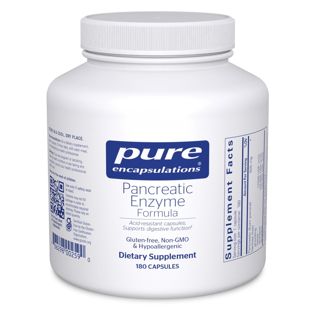 Pure Enkapslinger Pancreatic Enzyme Formula - Digestive Enzymer for Digestion - Styrker Gut Helse * - Målrettede Leveringskapsler - Glutenfri & Ikke-GMO - 180 Kapsler