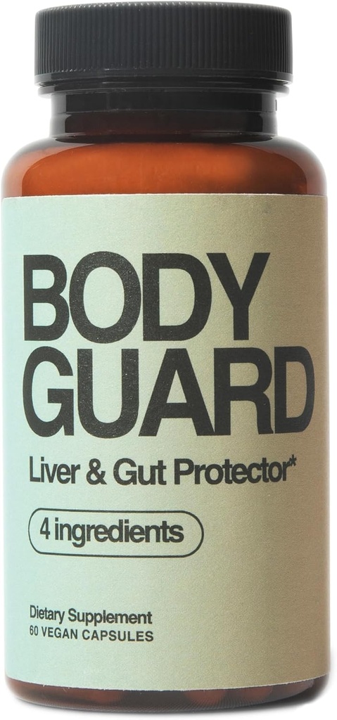 Bodyguard Liver Detox & Gut Helse, Setria® Liposmal Glutation 250mg, Master Antioksidant, Post-Celebration Formel, Red Flush Support, Vegan, Glutenfri, laget i USA, 4 ingredienser, 60 kapsler