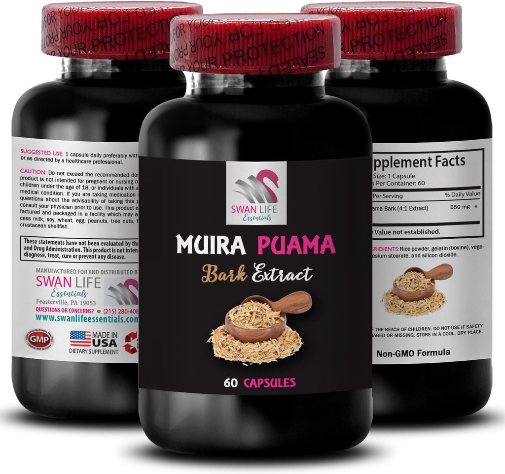 Herbal Awakening - MUIRA PUAMA BARK EXTRACT - Energiizing Plant Power, Plant-Driven Balance, Daglig styrkestøtte, Eventyr Leslighet, Energioptimering, Botanisk Drive 1 flaske 60 Kapsler