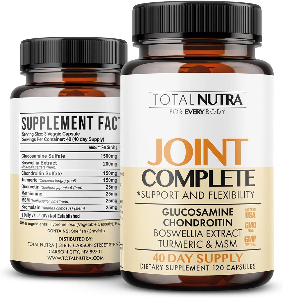 Glucosamin Chondroitin MSM Turmeric 2100mg – Felles komplette kapsler, avansert styrke felles støtte supplement for voksne hender tilbake Knee mobilitet – bein og felles helse kosttilskudd for menn og kvinner