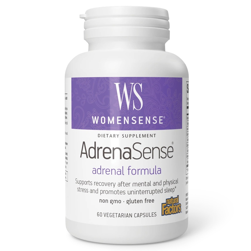 WomenSense AdrenaSense av naturlige faktorer, AdrenaSense, Herbal Supplement for Adrenal støtte og stress relief, Vegan, Ikke-GMO, 60 Kapsler