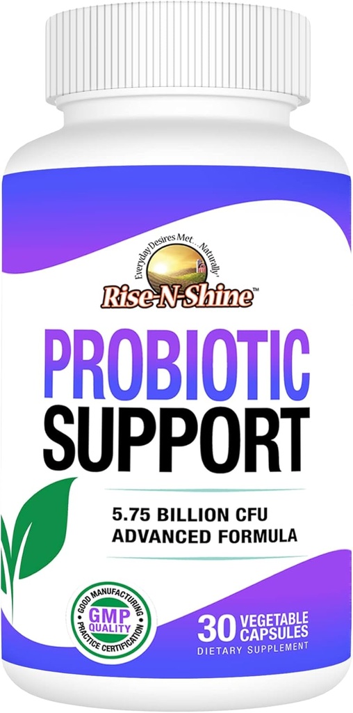 Rise-N-Shine Probiotika for kvinner og menn - 5,75 milliarder CFU 7 Strains - 30 kapsler