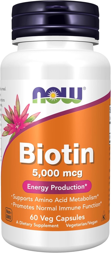NU Mattilskudd, Biotin 5000 mhg, Aminosyremetabolisme*, Energiproduksjon*, 60 Veg Kapsler