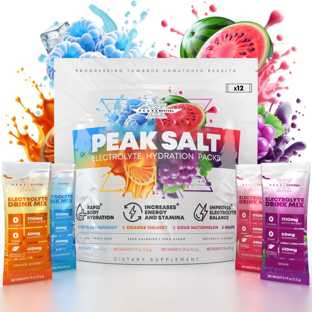 Elektrolysere pulverpakker - Salt Electrolyte Drikk Blande for Rapid Hydration - Ikke-GMO, Vegansk Vennlig, Glutenfri og sukkerfri Electrolytes pulver - Variety Pack (12 Packets)