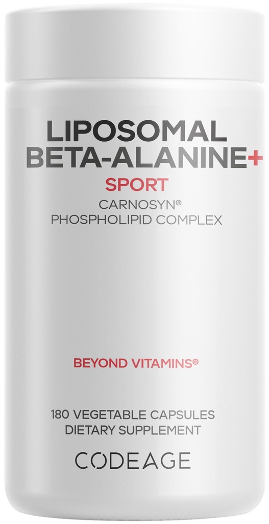 Kodeasje Liposomal Beta-Alanin Supplement - CarnoSyn Beta-Alanin - 2-måneders levering - Liposomal Levering - Pre Workout, Post Trening og Sport Supplementering - Non-GMO - 180 Kapsler