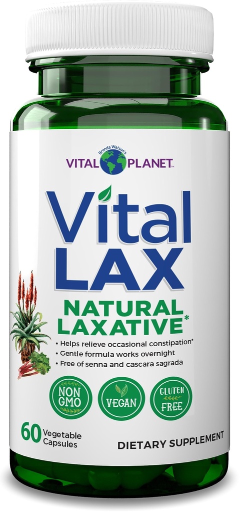 Vital planet - Vital Lax Naturlig Laxativ rengjøring Supplement for anledninger, med magnesiumhydroksid, Slippery Elm, Aloe og Triphala for å støtte Bowell Regelmessighet 60 kapsler