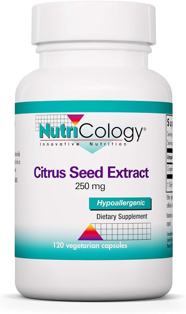 Nutricology Citrus Seed Extract Supplement - Grapefrukt Seed Extract 500 mg, støtter Metabolic funksjon, kontaminant gratis, vegetariske kapsler - 120 Count