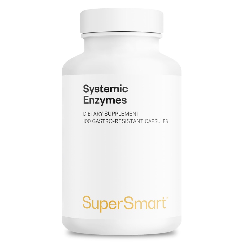 Supersmart Systemic Enzyms (High Potency) - med Bromelain, Protease, Lipase, Trypsin, Chymotrypsin, Peptidase, Pancreatin - Proteolytisk Enzymes Complex | Ikke-GMO & Glutenfri - 100 DR Kapsler