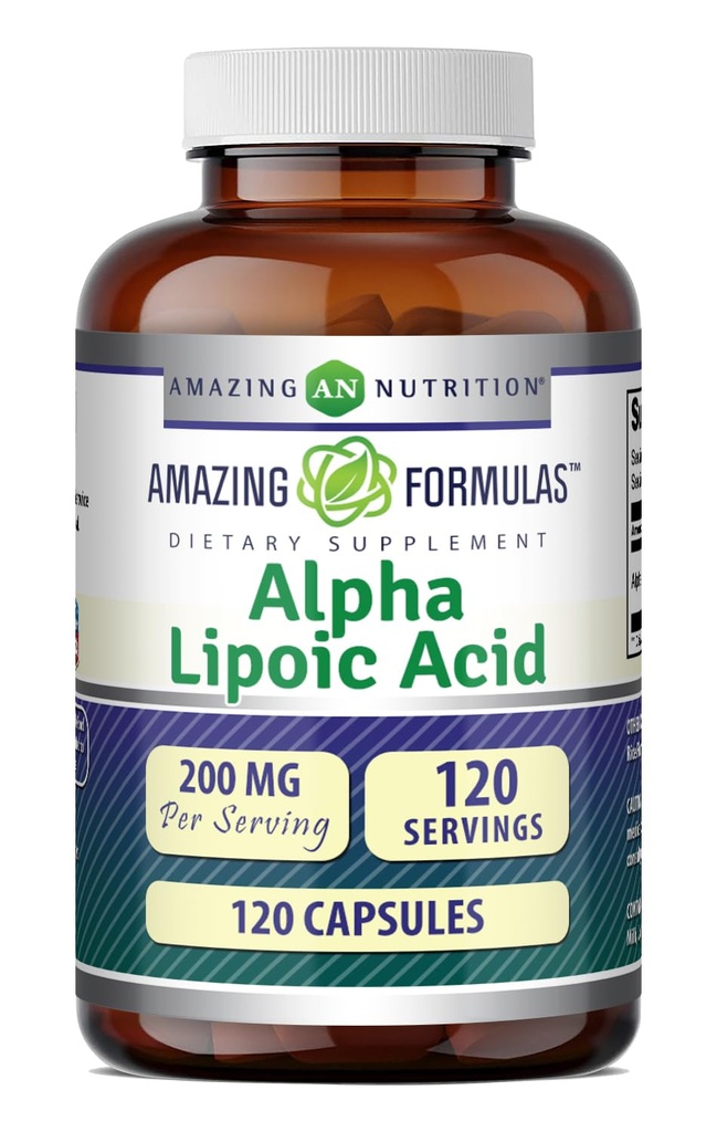 Amazing Formler Alpha Lipoic Acid | 200 Mg Amino Acid Supplement | Kapsler ikke-GMO | Glutenfri | laget i USA (1 Pakke | 120 Count)
