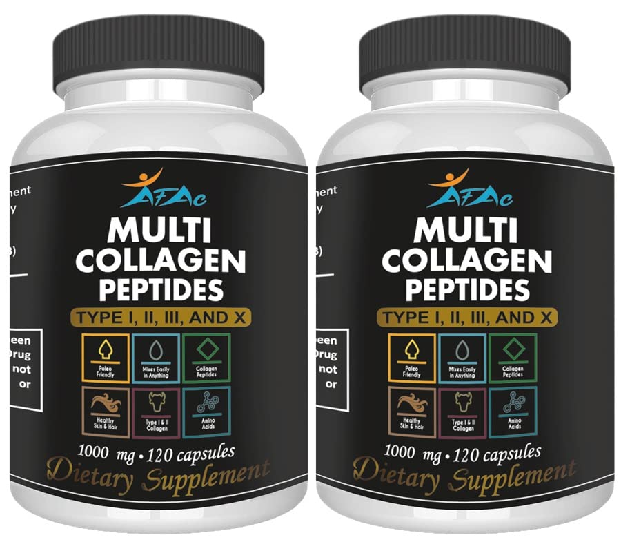 VITAMISAN 2-Pack Multi Collage Plus piller (type I, II, III, X) for anti-aldring, hår, hud, negler og felles støtte, 80 dagers levering 240 kapsler