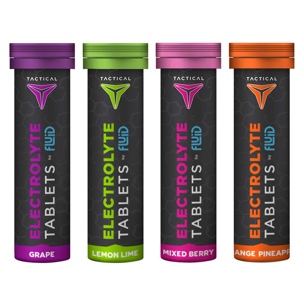 Fluid taktisk- effervescent Hydration Tabletter, elektrolyt erstatning og dehydrering Forebygging, 4 pakker, 40 serveringer (variet)