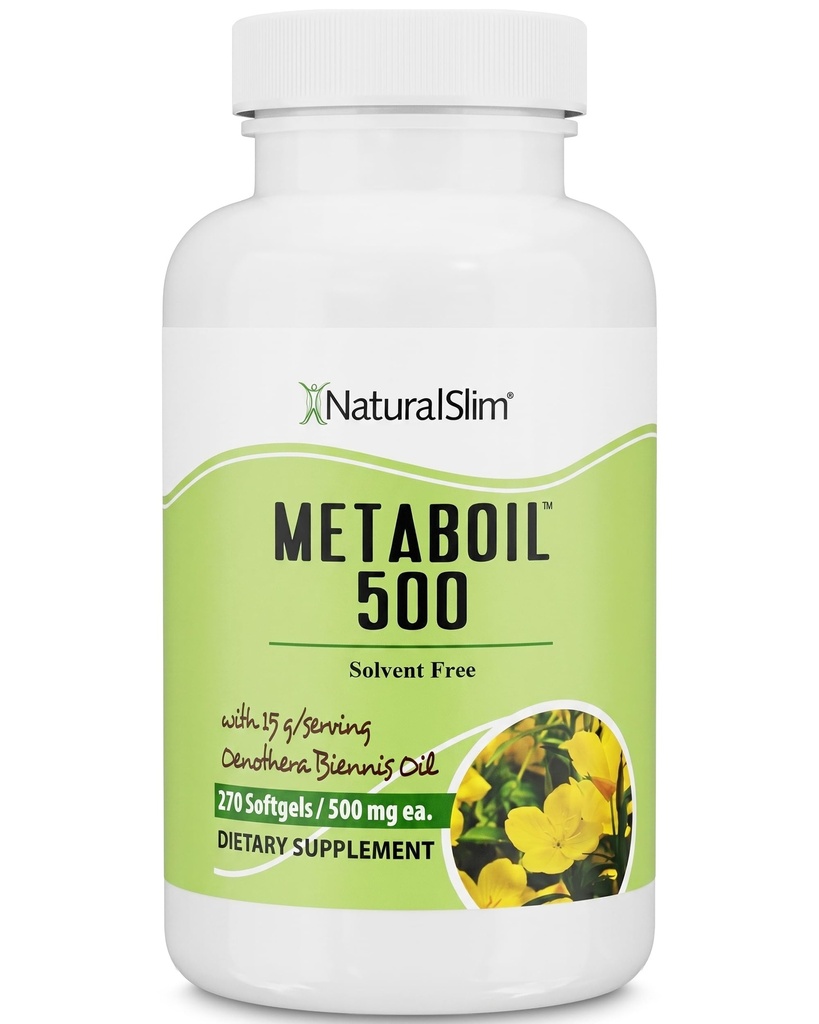 NaturalSlim Aften Primrose Olje for kvinner 1500 mg fra kalde presset olje - Metaboil 500 GLA Supplement Gamma Linolenic Acid for kvinners helse, metabolisme, hjerte og hud helse - 270 Softgels