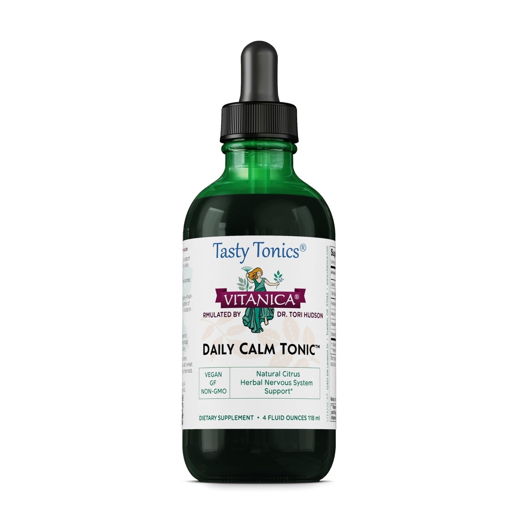 Vitanica daglig rolig Tonic, naturlig flytende stress relief Supplement, Dr. Formulert, organisk sitron Balm, Kava Kava og lidenskap blomst, for kvinner, menn og voksne, Vegan, 4 Ounce (Daily rolig tonic)