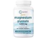 Pure Magnesium Glycinate 1000mg, 300 Kapsler | 100% Chelated for Max Absorpsjon | Støtte for søvn, muskel, hjerte og nerve helse | Forbedret med vitamin C | Bare bruker aktive ingredienser