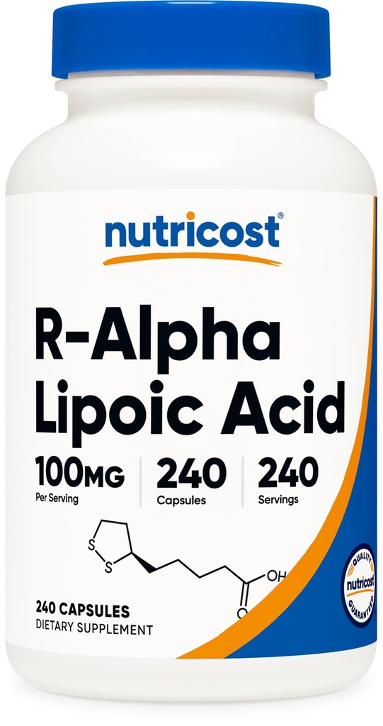 Nutricost R-Alpha Lipoic Acid 100mg, 240 Kapsler - Vegetar Caps, Vegan, Ikke-GMO, Glutenfri