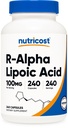 Nutricost R-Alpha Lipoic Acid 100mg, 240 Kapsler - Vegetar Caps, Vegan, Ikke-GMO, Glutenfri