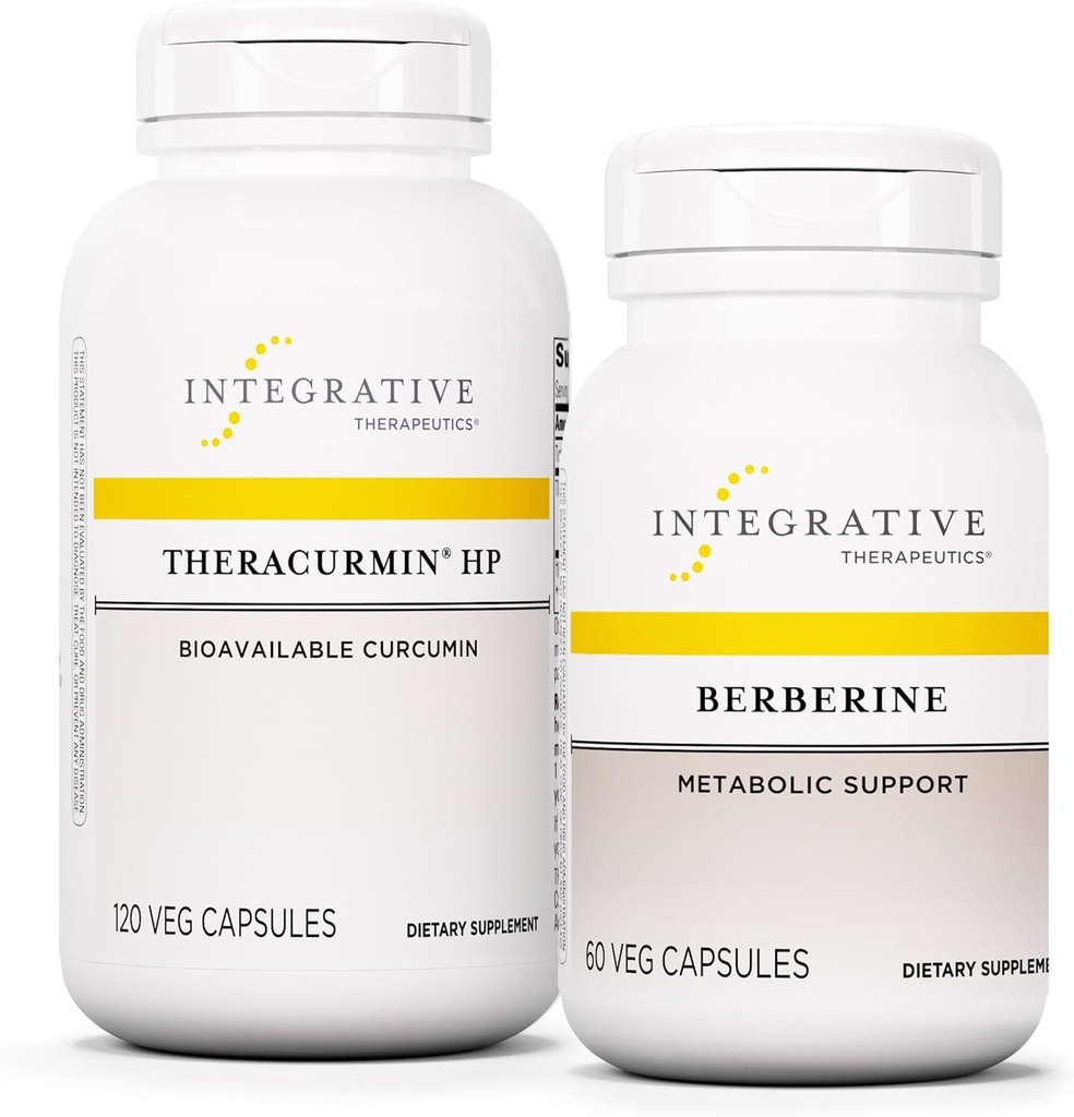 Integrative terapeutiske midler Bundle med Berberine, 60 kapsler og termocurmin HP, 120 kapsler - Berberin for metabolsk støtte* - Theracurmin Supplement Det er 27x mer Biotilgjengelig*