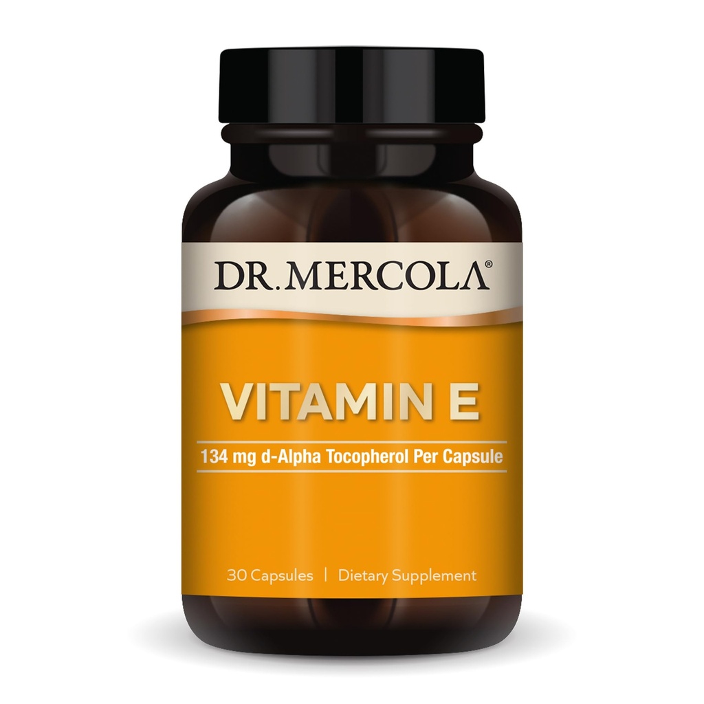 Dr. Mercola Vitamin E - støtter sunn hud og antioksidant status - tokoferoler og tokotrienoler blanding - Ikke-GMO, Glutenfri og soya-fri - 30 kapsler (30 serveringer)