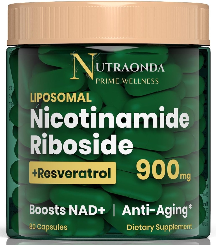 Liposomal nikotinamid Riboside 900mg Resveratrol & Quercetin - NAD Supplement Plus for anti aldring, cellulær energi og forbedre helse-80 kapsler