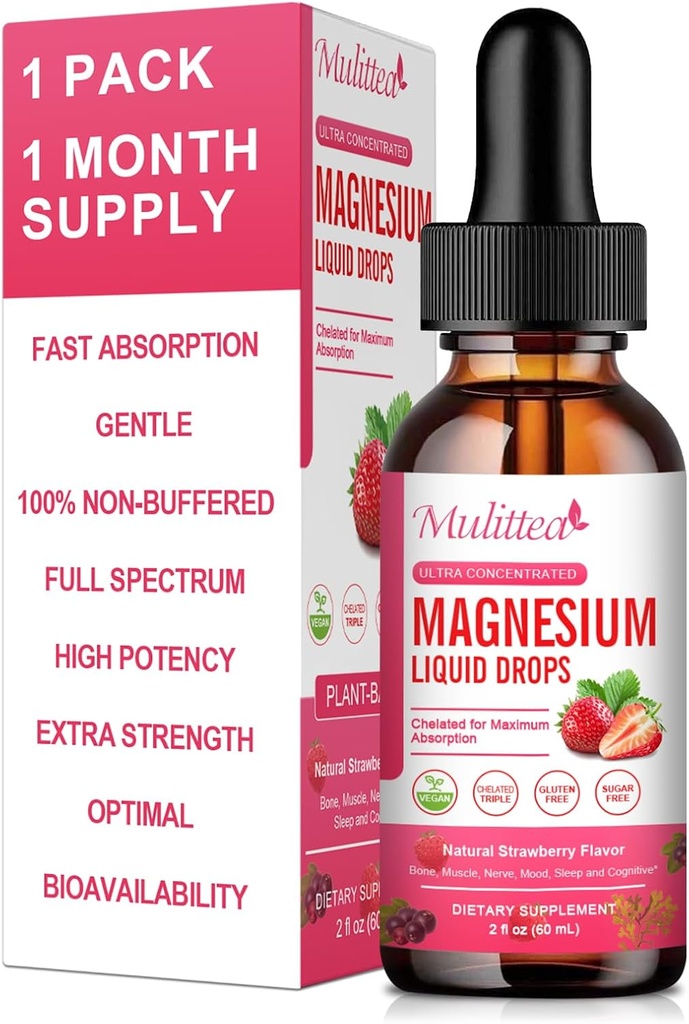Magnesium Glycinat væske, høy potens Magnesium Glycinat, Citrat, sukkerfri vegansk ikke-GMO-kompleks Supplement fremmer Nerv,Relaxation,Muskel,Sleep Support*