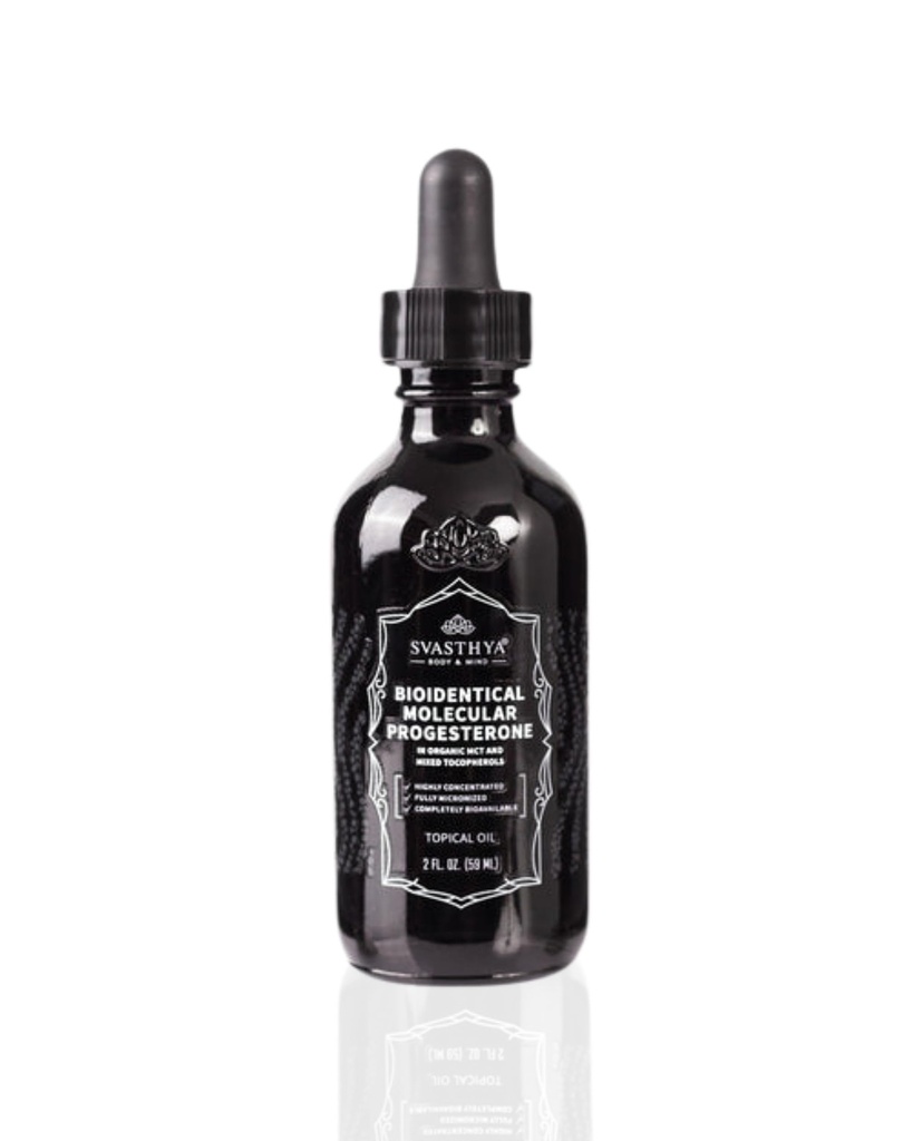Svasthya Body & Mind Molekylær Progesteron væske - Hormonal Balancing Olje, Menopause Relief, Alt naturlig avledet fra meksikansk yam - 5,5% Progesteron for kvinner Vitamin E olje - 2 Fl Oz