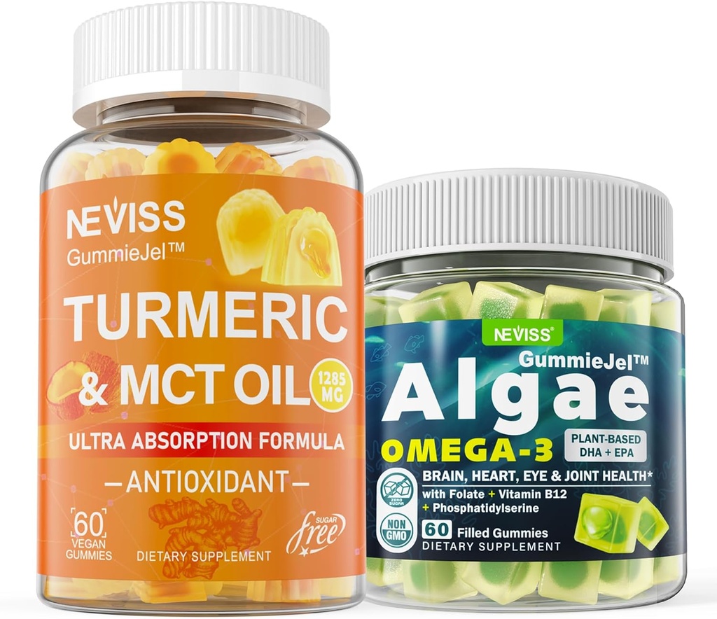 Sukker Free Turmeric Curcumin 1000 mg Supplement Gummies med Vegansk Omega 3 Fylte Gummies 1000mg