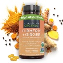 Viva Naturals Organic Turmeric og Ginger Supplement med svart pepper ekstrakt for felles støtte -1450 mg per servering Tumeric Ginger piller med 150 mg turmeric standardisert til 95% curcuminoids