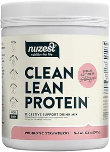 Nuzest Bethany's Pantry Digestive Support Protein - Probiotika for Digestive Helse - Jordbær - Clean Lean Protein - Premium Vegansk Pea Protein pulver - Plante Basert - 20 Serveringer, 1.1 lb
