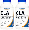 Nutricost CLA (Konjugert Linoleic Acid) 2.400 mg, 240 Softgels - Glutenfri, Ikke-GMO, 800 mg Per Softgel (2 flasker)