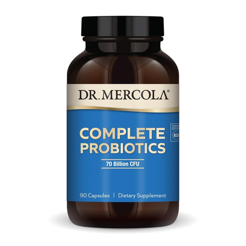 Dr. Mercola Complete Probiotics - 70 milliarder CFU - støtter immun, Digestiv og Gut helse - Funksjoner 10 Strains - Holde stabil - GMO-fri, Glutenfri og soya-fri - 90 kapsler (90 Services)