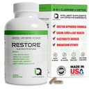 Restore 2 I 1 Colon Cleanse & Detox m/ Psyllium - Støtter Digestion, Oppblåsning og lindring for kvinner og menn, Gut Detox Cleanse m/ Magnesium | Elektrolytt Infusert Colon Cleanser & Detox