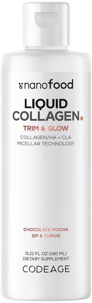 Codeage flytende kollagen Supplement Sjokolade Flavor, Beauty Trim & Glow Liposomal Collagen Peptider, CLA konjugert Linoleic Acid, Hyaluronsyre, vitamin E, Hydrolysert, Ikke-GMO, 15.22 fl oz