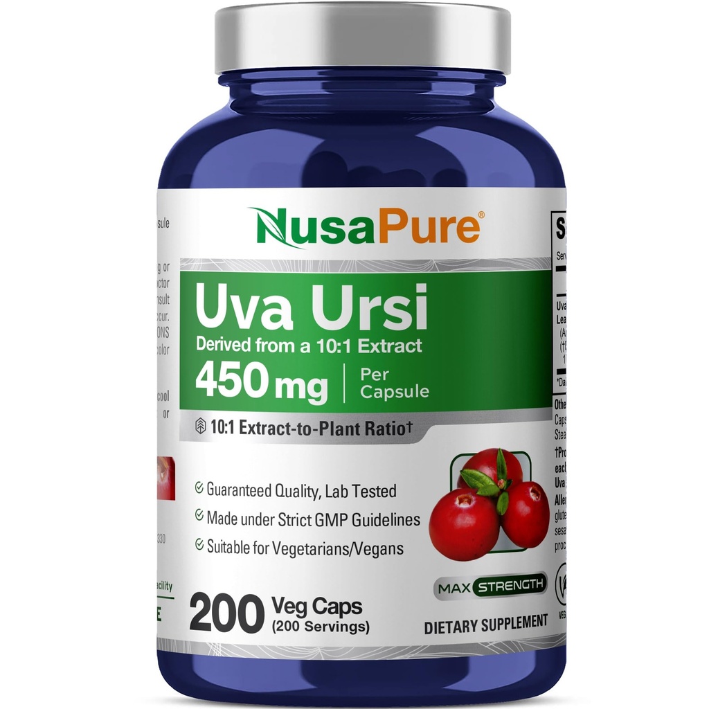 NusaPure Uva Ursi 10:1 Ekstrakt, 450 mg tilsvarende 4,500 mg 200 vegetariske hetter (Non-GMO, Vegan) Bearberry