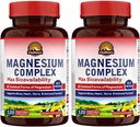 Vitalitown Magnesium Complex 2 Pakker, 240 Kapsler, NSF Certified Magnesium Glycinat, Malat, Taurat & Citrat, Chelated Forms, Høy Absorpsjon, Bein, Hjerte, Søvn & Digestion
