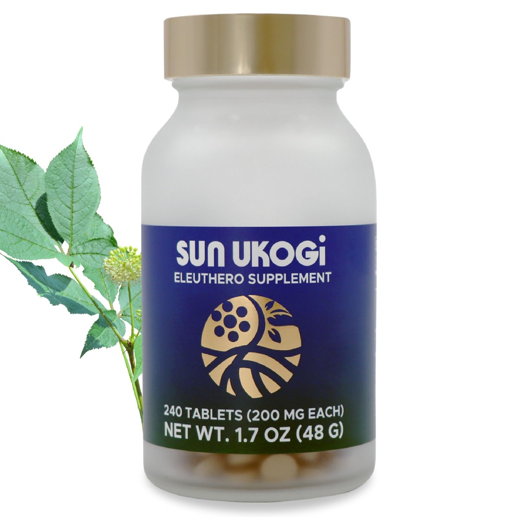 Sun Chlorella Sun Ukogi Eleuthero Root 200 mg sibirsk Ginseng Supplement - naturlig Adaptogen Velvære og utholdenhet Supplement for kvinner og menn - ikke-GMO - 240 Tabletter
