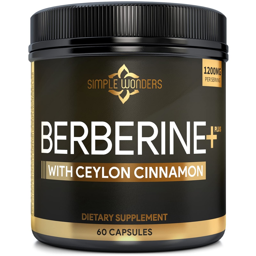 Berberine 1200mg HCL Plus Ceylon kanelkapsler - Metabolic & Immune Support Berberine Supplement, AMPK Metabolic aktivator kompleks, kardiovaskulær støtte - Berberine HCL 1200 mg Kapsler
