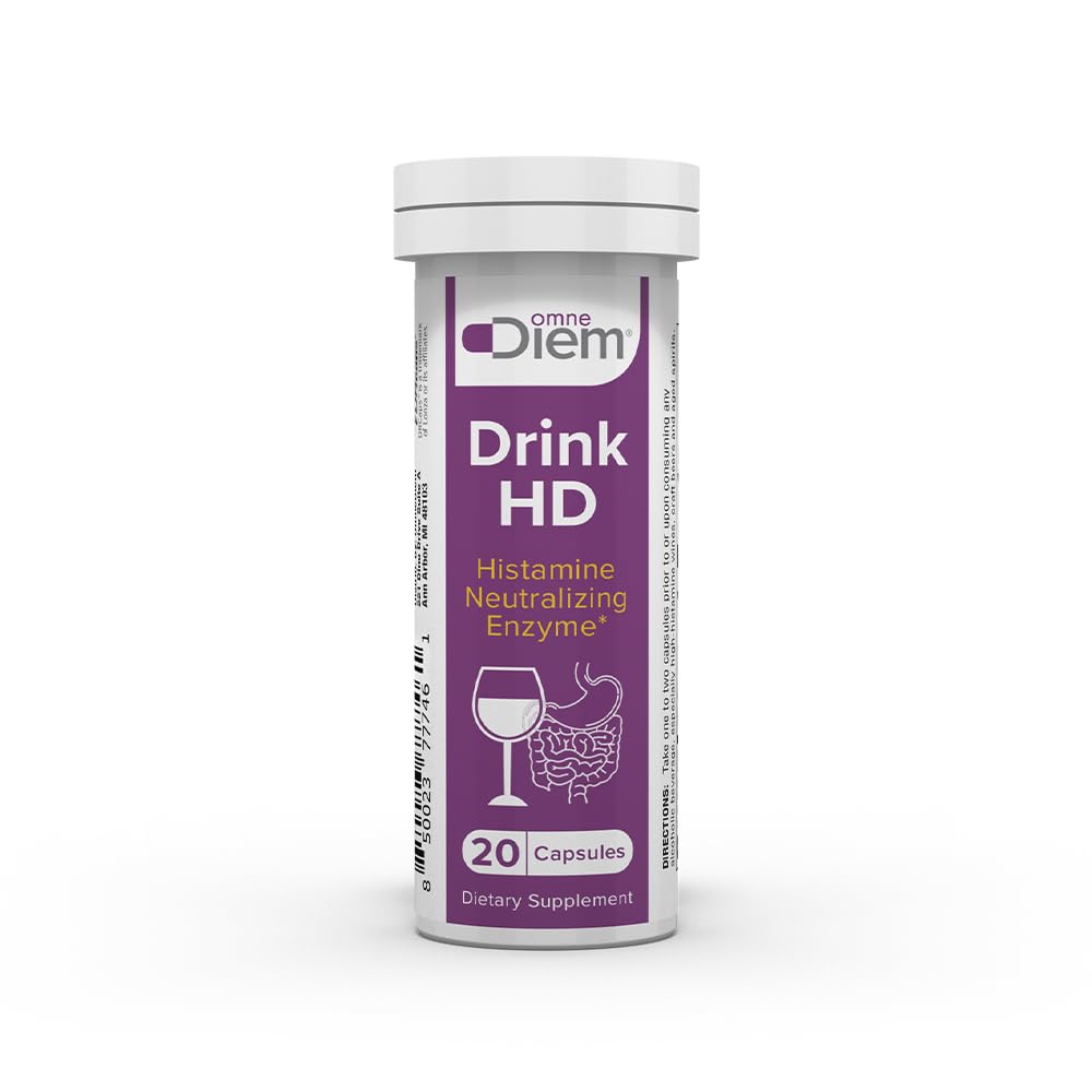 OmneDiem Drink HD Diett Supplement: naturlig histamin nøytraliserende og sammensmelting Enzyme - Diaminoksidase DAO, 20 kapsler