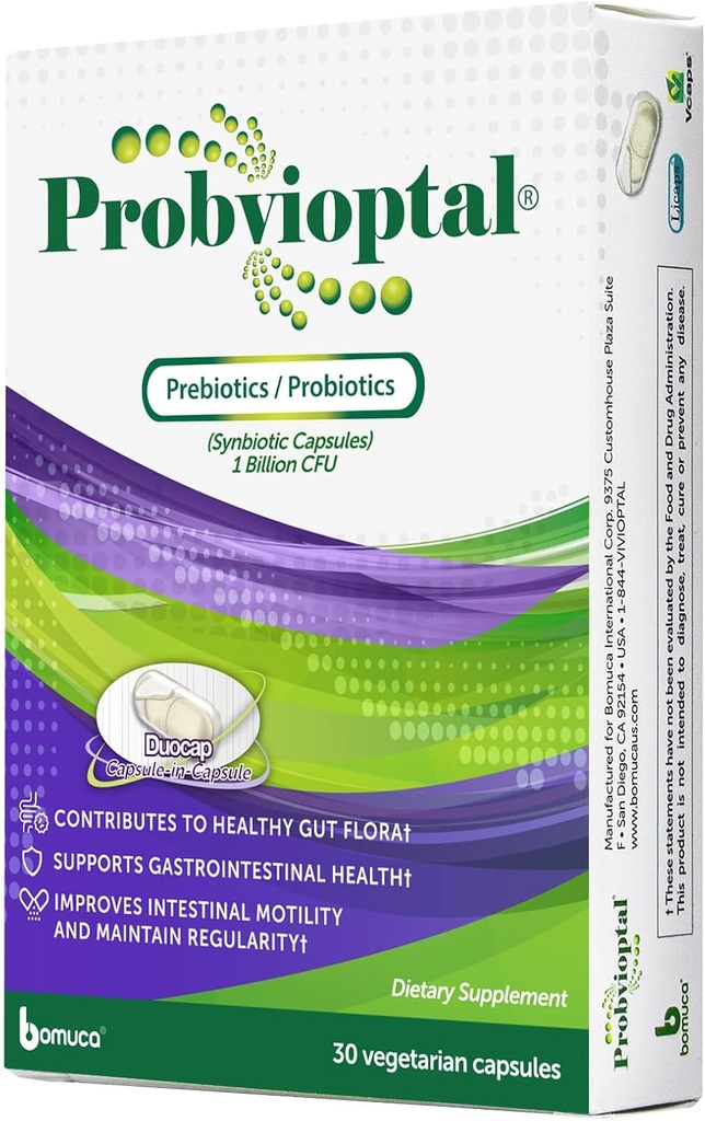 Probvioptal, 30 kapsler, probiotika og prebiotika, Duocap, 1 milliard CFU, Glutenfri