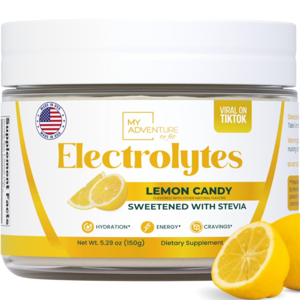 Null sukker - sitron Candy Electrolytes pulver - Oppfriskende Hydration - Koffein gratis energi med alle naturlige ingredienser - Vegan, Keto og Paleo - sukker gratis elektrolyter pulver drikk blanding - 37 serveringer