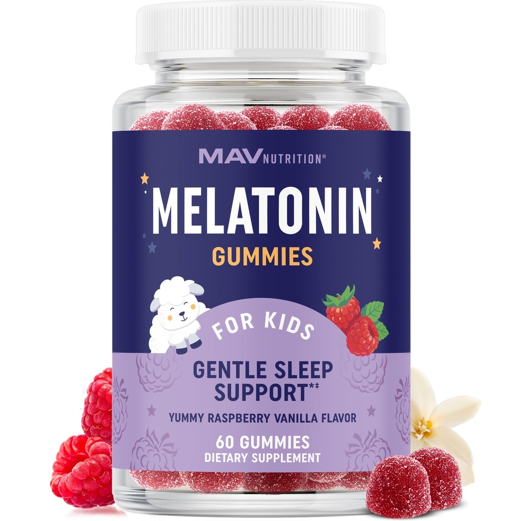 Melatonin Gummies for barn | 0.5 mg Per Gummy | Gentle Rest Support for barn alder 2+ | lav-Dose Chewable hvilehjelp for barn | med sitron balm & kamille | ikke-GMO, tredjeparts testet 60ct