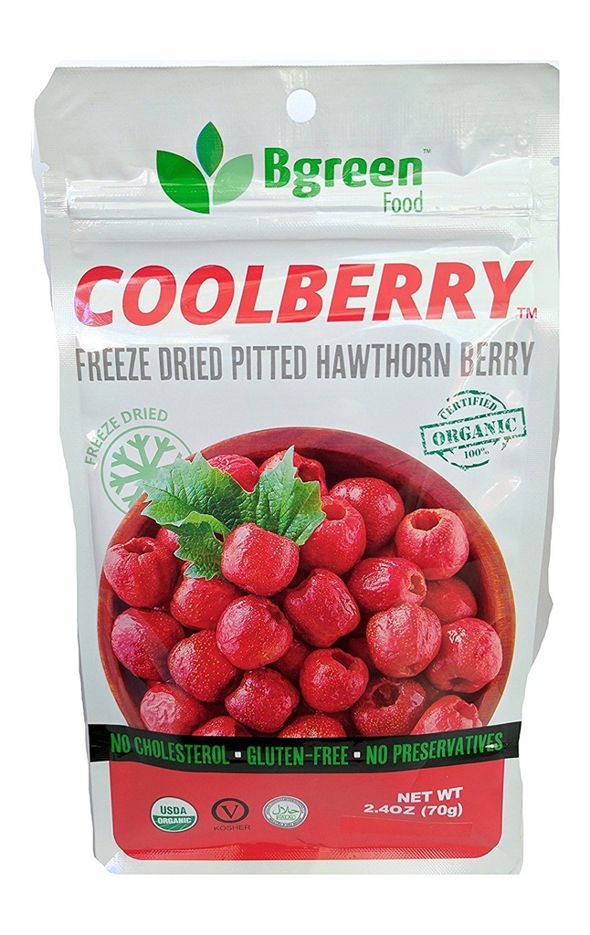 Bgreen- Organic Freeze tørket Hawthorn Berry, USDA Organic, Teinfusjon, Smoothie, Superfood