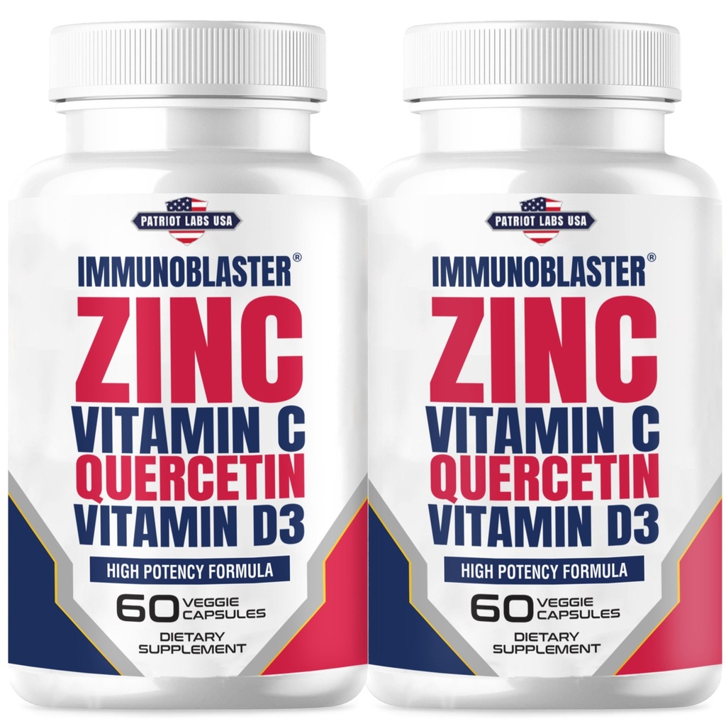 (2 Pakke) Immunoblaster Sink Quercetin 500mg med vitamin D og C Antioksidant immun støtte høy potens Quercetin Sink Supplement for menn og kvinner - Gluten, soya, og dairy gratis - 120 Count (Twin Pack)