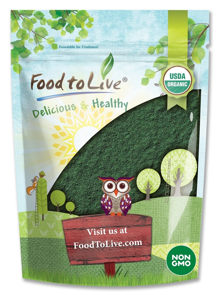 Mat å leve organisk spirulina pulver, 1 pund - Ikke-GMO, Kosher, rå blå-grønn algae, vegansk supermat, bulk, ikke-irradiert, ren vegansk grønn protein, rik på vitaminer og mineraler, Flott for drinker