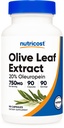 Nutricost Olive Leaf Extract (20% Oleuropein) 750 MG, 90 kapsler - Ikke-GMO, Glutenfri